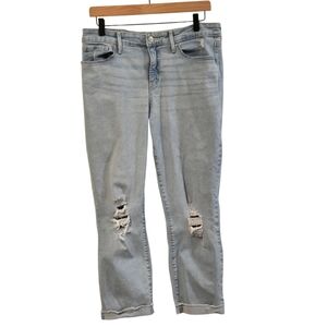 Levi's Denizen Mid Rise Boyfriend Light Wash Distressed Cuffed Jeans Size 12 W31